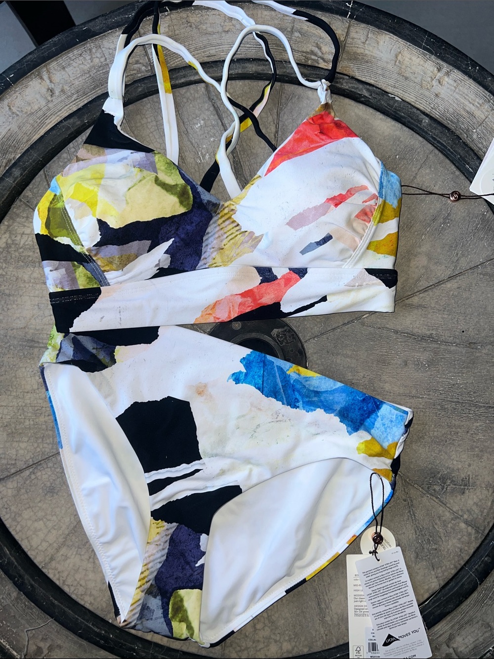 CALIA by Carrie Underwood White Multicolor Abstract Print Bikini Set